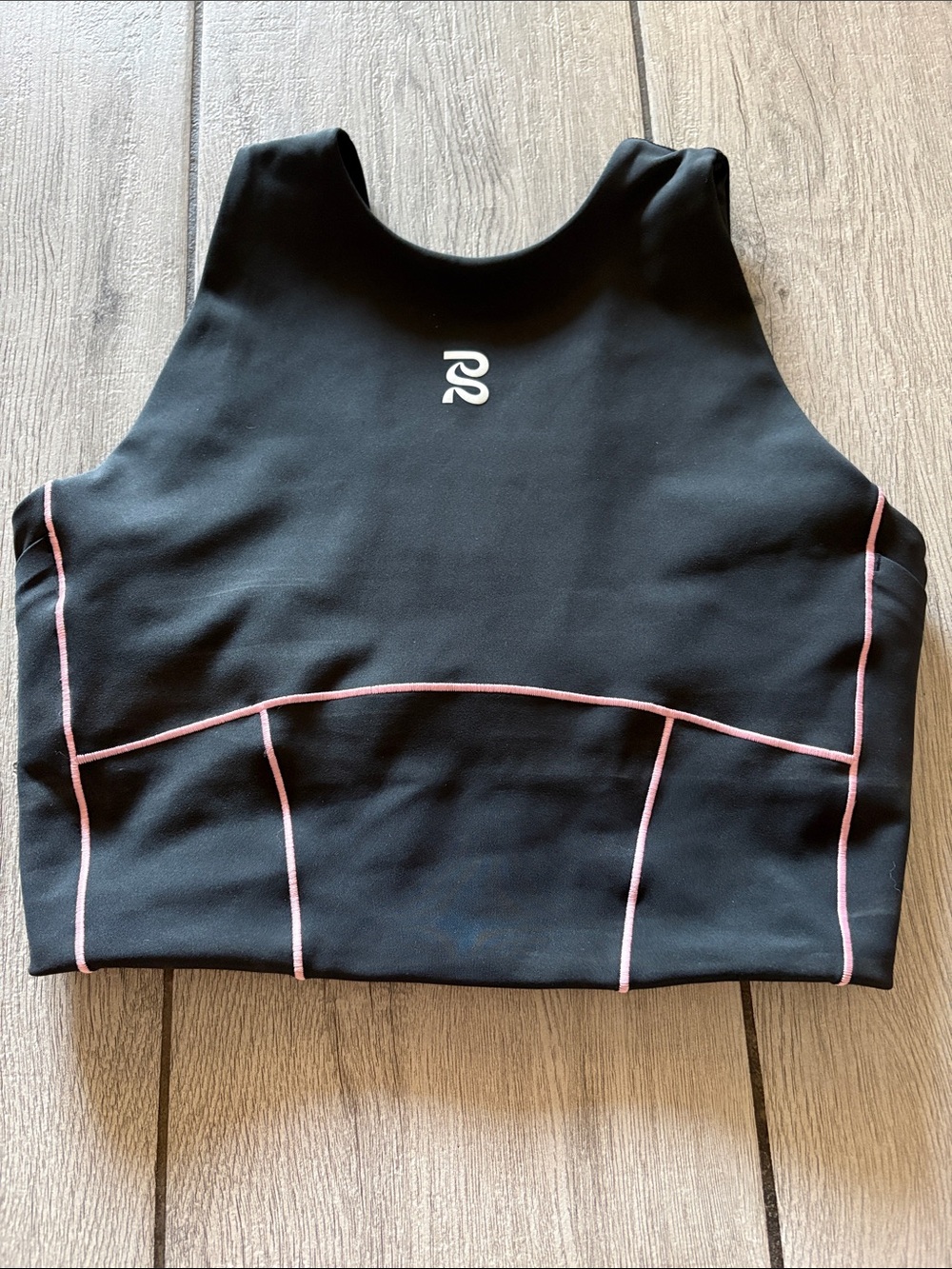 Bandit Running Athletic Crop Top with Pink Contrast Stitching